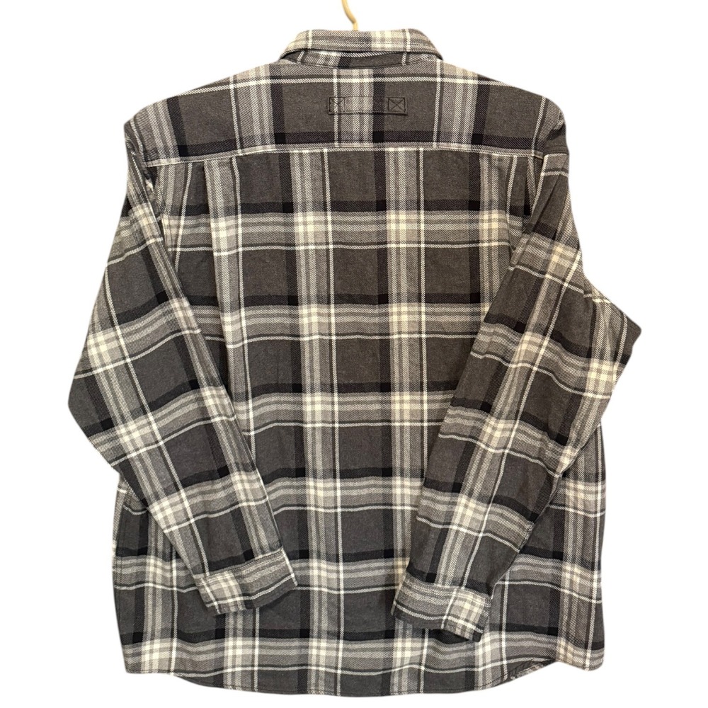 Duluth Trading Co Burlyweight Free Swingin' Flannel Shirt XXL Tall Gray Plaid - Picture 4 of 7